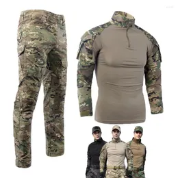 M￤ns sp￥rningsdr￤kter Taktiska kamouflage kostym H￶gkvalitativ milit￤r stridsuniform G2 Breatbar skjorta och byxor Kne Kuddar Training Frog Gen2