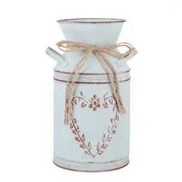 Confezione regalo 1 vaso vintage a forma di brocca, vasi in metallo per decorazioni, contenitori per bouquet decorativi di fiori rustici, zincati