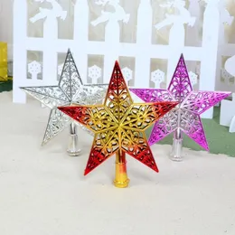 Juldekorationer Plastiskt bra semesterfest Xmas Tree Top Star Ornament L￤tt Pentagram Hollow-Out Design f￶r hush￥ll