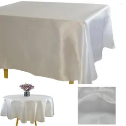 Tischtuch weiße Satin Weihnachtsgeburtstagsfeier Tischdecke Overlays Restaurant Bankett Cover Home Hochzeit Nichtsprengung