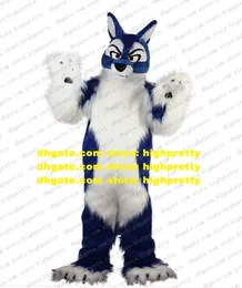 Blue Long Murs Furry Wolf Mascot Costum