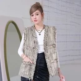 여자 조끼 한국 스타일의 Chaquetas Invierno 2022 Mujer Winter Vintage v-Neck Tweed Jackets for Women Luxury Designers Close Veste Femme