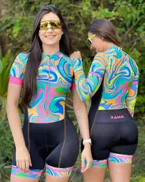 Racing Conjunta 2022 Summer Cycling Suit Feminino Profissional de Triatlo Jersey Jumpey Jumpes Skinsuit de manga curta longa