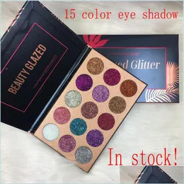 Eye Shadow Makeup Beauty Glazed Glitter Eyeshadow Palette Tra Shimmer 15 Colors Eye Shadow New Brand Face Cosmetics Drop Delivery He Dhswk