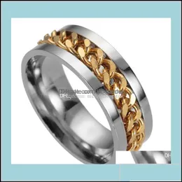 Полосы колец 4 цвета нержавеющая сталь подвижная спиновая цепь титановый кольцо для ногтей для женщин мужские ювелирные украшения подарки gzsvr ykat7 доставка капля Otbif