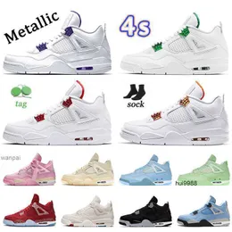 2023 Sequined Color 4 4S Mens Womens Basketball Shoes Top Metallic Orange Purple Green Red Oklahoma All Black Cats Canvas Wild Things OutdoorJordon Jordab