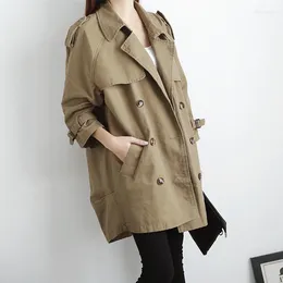 Kvinnors trenchockar 2022 Spring Coat Women's Loose Casual Medium Long Double Breasted Trenchcoats för kvinnors överrockar