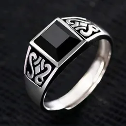 Antique Jade Obsidian Square Ring Girl Mo Sangshi Ruby Screy Wzorka męskie Pierścienie Klasyczne mężczyzn Tytanium Steel Designer dla kobiet luksusowe prezenty Kobieta dziewczyna Jewlery