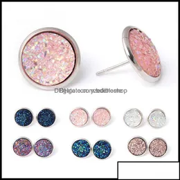 Ohrstecker Ohrstecker Schmuck Hohe Qualität Harz Druzy Für Frauen Einfach Glänzender Ton Hypoallergen Weibliche Mode Geschenk Drop Lieferung 2 Otgqm