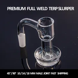 Full weld terp slurper smoking accessories beveled edge grid bottom quartz banger nail 10mm 14mm 18mm seamless blender for bong dab oil rigs