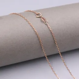 Kedjor äkta Real 18K Rose Gold 1,1 mm kabellänkskedjan halsband för kvinna 20 tum stämpel AU750