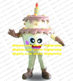 Folcome della torta di compleanno giallo mascotte costume mascotte torte al burro formaggio crema cakess cakessss con faccia felice grande occhi n. 3967 nave gratuita