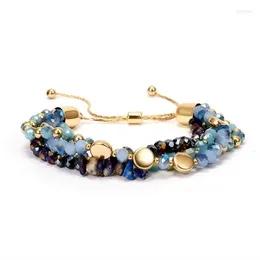 Strand Winding Multilayer Natural Stone Crystal Bead Trendy Adjustable Size Fashion Bracelet For Women Handmade Jewelry