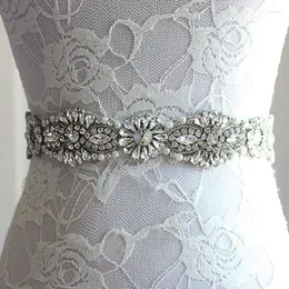 Bälten mode lyxig lång stor kristall rhin bröllop midjeband handgjorda pärlpärlor blommor brud sash bälte aftonklänning