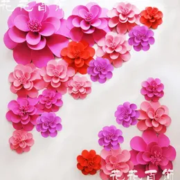 Flores decorativas Fondos de boda 22 piezas Conjunto de flores de espuma de gran simulación Flower Estereo Ventanas de rosas terminadas a mano Deco