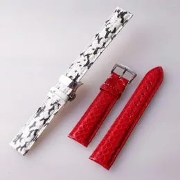 Uhrenarmbänder Spezielle Schlangenleder-Uhrenarmbänder Rot Weiß und Schwarz Damen Herren-Accessoires Armband Butterfly-Schnalle 18 mm 20 mm 22 mm