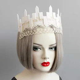Białe koronkowe akcesoria do włosów Koronna Performance Princess Crown Headbands Halloween Party Party for Girl