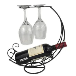 メタルテーブルトップワインラックテーブルデコレーションガラスカップホルダー赤ワインボトルスタンド