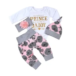 Set di abbigliamento 0-18 mesi PRINCE DADDY 4 pezzi set nati neonate top pagliaccetto pantaloni lunghi abiti vestiti 221103