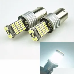 Car Bulbs 2Pcs White 850Lm 1156 P21W Ba15S Tail Lamp 4014 45Smd Bb Reverse Lights With Resistor Led Turn Signals Car Leds Drop Deliv Dh3Mz