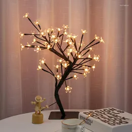 Настольные лампы романтические 24/36/48Leds Cherry Blossom настольный столик бонсай фестиваль фестиваль отдых домашняя вечеринка свадебная крытая лампа украшения