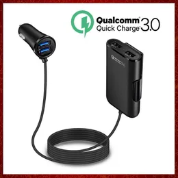 Carregador de carro CC434 Quick Charge QC 3.0 Carregador de carro para banco traseiro Carregador de isqueiro de carro com 4 portas USB Carregador de veículo