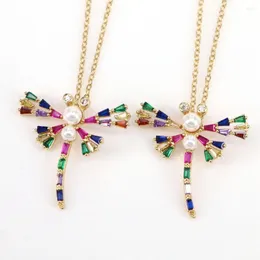 Pendant Necklaces 5PCS Women's Fashion Jewelry CZ Zircon Dragonfly Necklace Temperament Chain