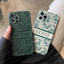 Luxury Letter Design Cell Phone Cases for iPhone 15 14 13 12 Pro Max X Xs Xr 11 Soft Print Retro Plant Flower Shell Case Cover iPhone14pro 13pro 12pro