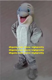 Vivid Grey Dolphin Mascot Costume Mascotte Porpoise Dophins Sea Dog Whale Adult With Big Blue Eyes Happy Face No.2888 Free Ship