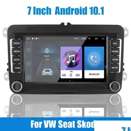 Bil Audio Car Radio Android 10 1 Mtimedia Player 1Gadd16g 7 tum f￶r VW/ Seat Skoda Golf Passat 2 DIN Bluetooth WiFi GPS Drop Delive DH05X