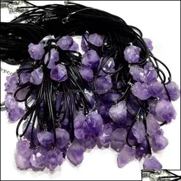 Pendant Necklaces Pendant Necklaces Pendants Jewelry Natural Crystal Amethyst Rough Stone Necklace Wholesale Drop Delivery 2021 Dhtq1 Oteq8