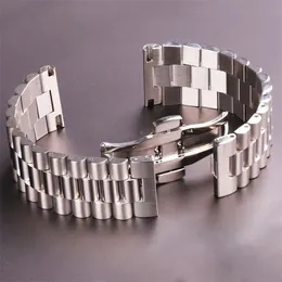 İzle Bantlar Paslanmaz Çelik İzleme Bantları Bilezik Kadın Erkekler Gümüş Katı Metal Saat Kayışı 16mm 18mm 20mm 21mm 22mm Aksesuarlar 221104