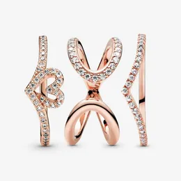 Serce Wzrosła Księżniczka Wishbone Układanie Obrączki Zestaw DIY fit Pierścień Biżuteria w stylu Pandora