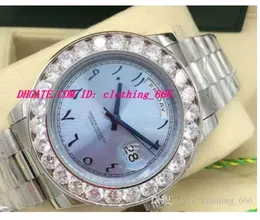 Lüks İzle Daha Büyük Elmas Çerçeve Otomatik Mekanik Hareket 228206 Platinum 40mm Buz Mavisi Arapça Nadir Dial Dial Erkekler Bileklikleri İzlerken214L