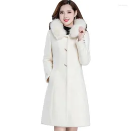 Pelliccia da donna 2022 Inverno Imitazione Visone Cappotto di Velluto da Donna di Media Lunghezza Con Cappuccio Slim-fit Grande Collare di Spessore Caldo Cappotti di Peluche femminile