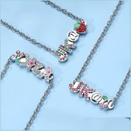 Colares de pingentes de colares pendentes bling 90s shinestone a￧o inoxid￡vel y2k colar letras para egirls harajuku cereja colarer dhkit