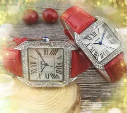 Tre Sfies Square Roman Small Dial orologio da donna Uomini di movimento Quarzo Orologio vera cinghia in pelle Anello di diamanti Business Svizzera coppie da polso Gift orologio da polso