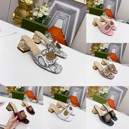 Summer luxury women's slippers with thick heel shoes fashion shallow mouth Joker design buckle show shoes women wear sandals.