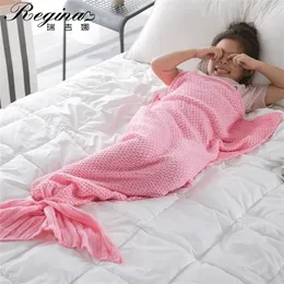 Filtar Swaddling Regina Kid Crochet Mermaid Tail Super Soft Sticked Children For Sofa Bed Cashmere Feel Girl Warm 221103