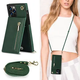 Cell Phone Cases Cross-body Zipper Fashion PU Leather Insert card MobilePhone Case For IPhone14 PRO Apple13 12 11 max XR Protective Cover Purse Style Non-slip