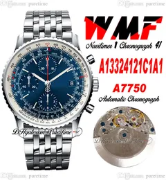 WMF A13324121C1A1 ETA A7750 Automatik-Chronograph Herrenuhr, blaues weißes Zifferblatt, Strichmarkierungen, Edelstahlarmband, Super Edition Puretime B2