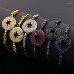 Charme Armbänder Modeschmuck Kupfer Pflanze Bunte Mosaik Voller Stein Runde Perle Hohl Stern Anpassen Größe Armband Party Europa und Amerika