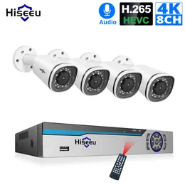 HIEEU 8CH 4K POE NVR Kiti H 265 CCTV Güvenlik Sistemi 8MP Dış Mekan Su Geçirmez POE IP Kamera Ses Kayıt Video Gözetim Seti298Q