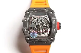 Topquality Watches 44mm 42mm RM11 RM35 RM52 골격 NTPT 탄소 섬유 사파이어 유리 투명 기계 자동 남성 남성 시계 손목 시계 K96
