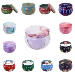 Candles Merry Christmas Pattern Metal Box Circar Aromatherapy Candle Jar Scented Tea Candy Packing Makou Iron Case 1 6Tb J2 Drop Del Dhpu9