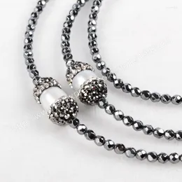 Pendant Necklaces Wholesale Five Natural Freeform Turquoise Faceted Beads Necklace Paved Zircon Black Chain Fashion Druzy Body Jewelry