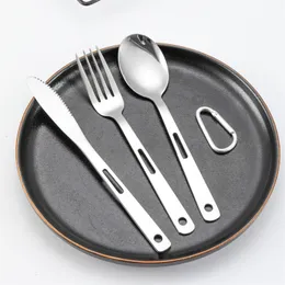 مجموعة أدوات أدوات أدوات مائدة سفر من الفولاذ المقاوم للصدأ مجموعة أدوات أوان مائدة محمولة مجموعة سكين ملعقة شوك