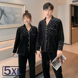 Men's Sleepwear M-5XL Winter Couple Long Plaid Thick Velvet Pajama For Men Large 5XL Luxury Pijama Loungewear Homewear Home Cloth Large 5XL T221103