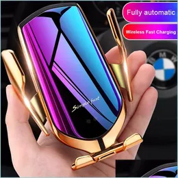 Billaddare R1 Matic Clam 10W Wireless Charger Car Holder Smart Infrared Sensor Qi GPS Air Vent Mount Mobile Phone Bracket Stand Dro Dhwkg