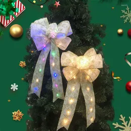 ديكورات عيد الميلاد أقواس كبيرة متوهجة القوس مع LED LED Craft Gift Pow Party Decoration Xmas 2022 Year 40x23cm